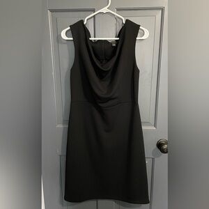 NWOT Ann Taylor Cowl Neck MIDI Dress Lined Black Dress - Size 6